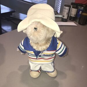 Vintage 1975 Paddington Bear Plush Jumbo Eden Toys USA At The Beach Cream Hat